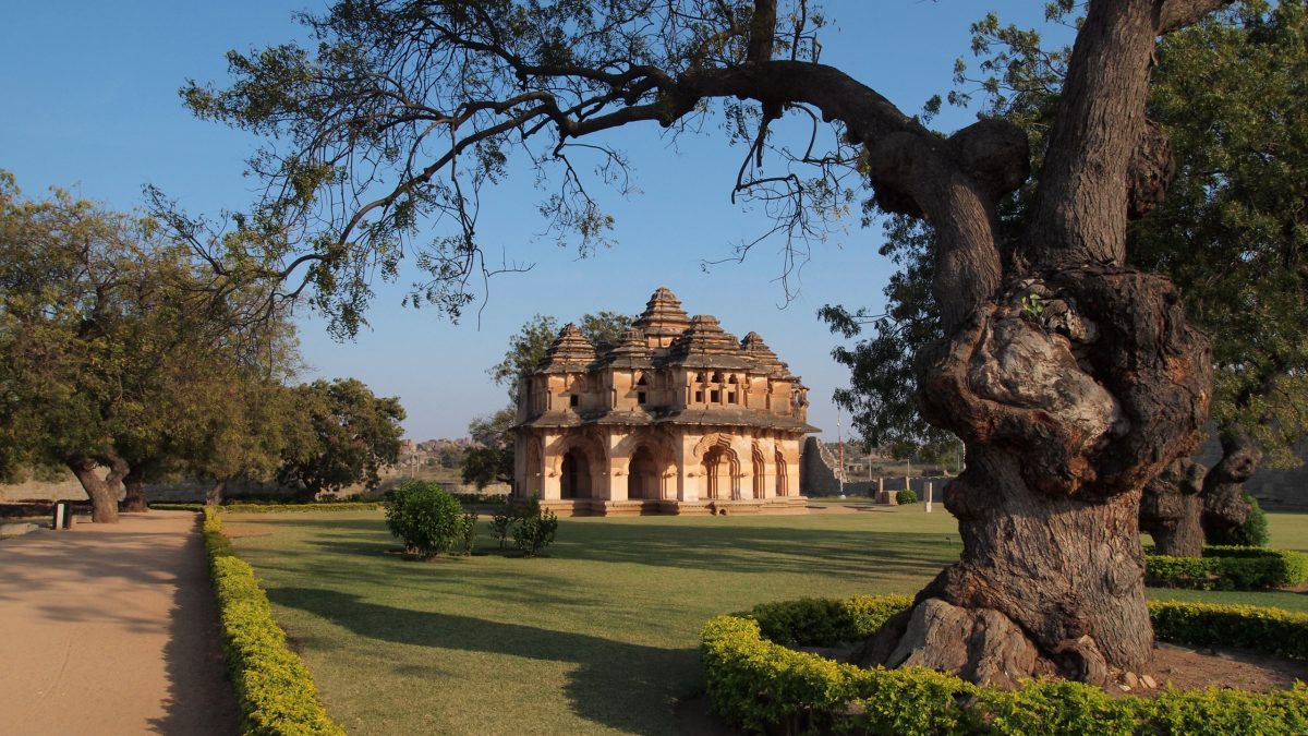 Hampi, Karnataka, India. Ancient temples at Hampi, Vijayanagara Empire, 14th century, a UNESCO World Heritage Site.