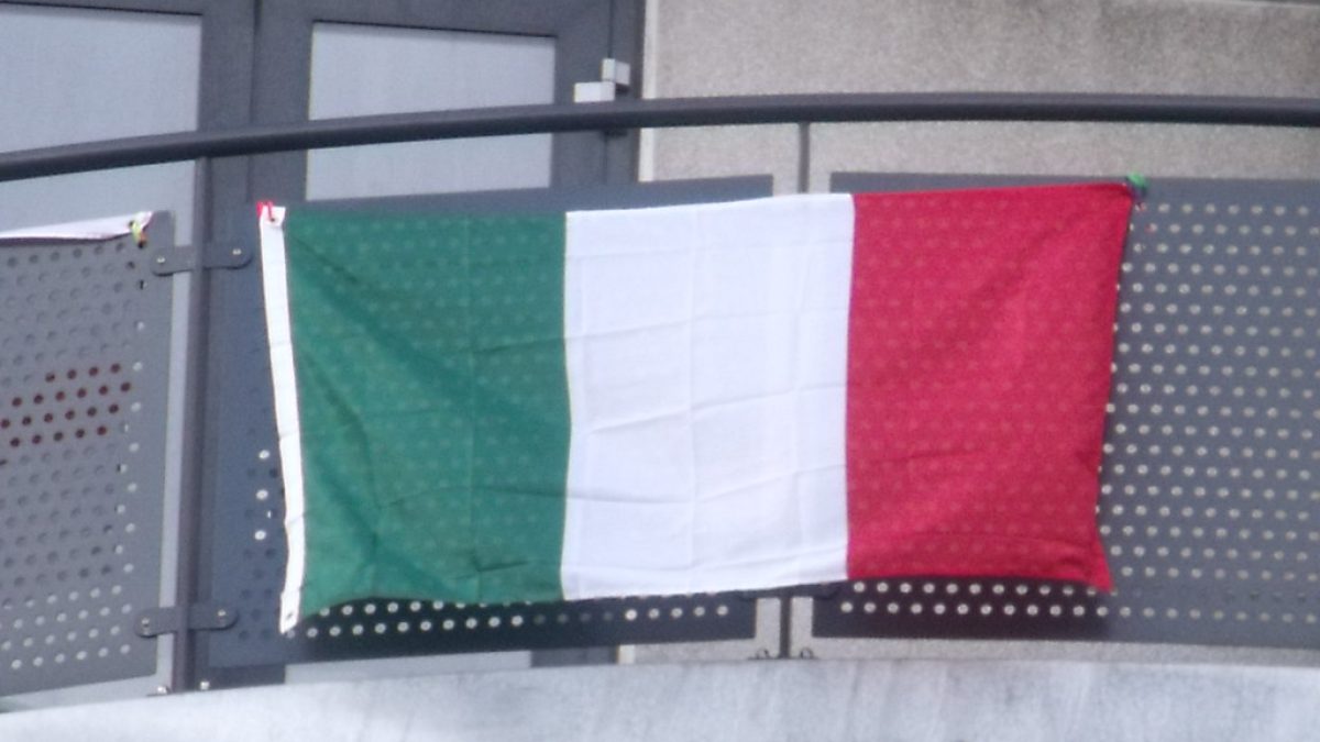Italy flag on Masshouse Block I - World Cup 2010