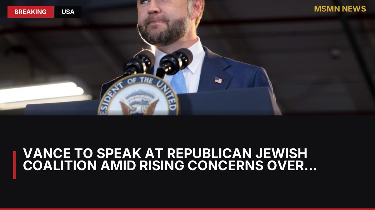 Vance to Speak at Republican Jewish Coalition Amid Rising Concerns Over Anti-Semitism: MSMN News — image from France24 English