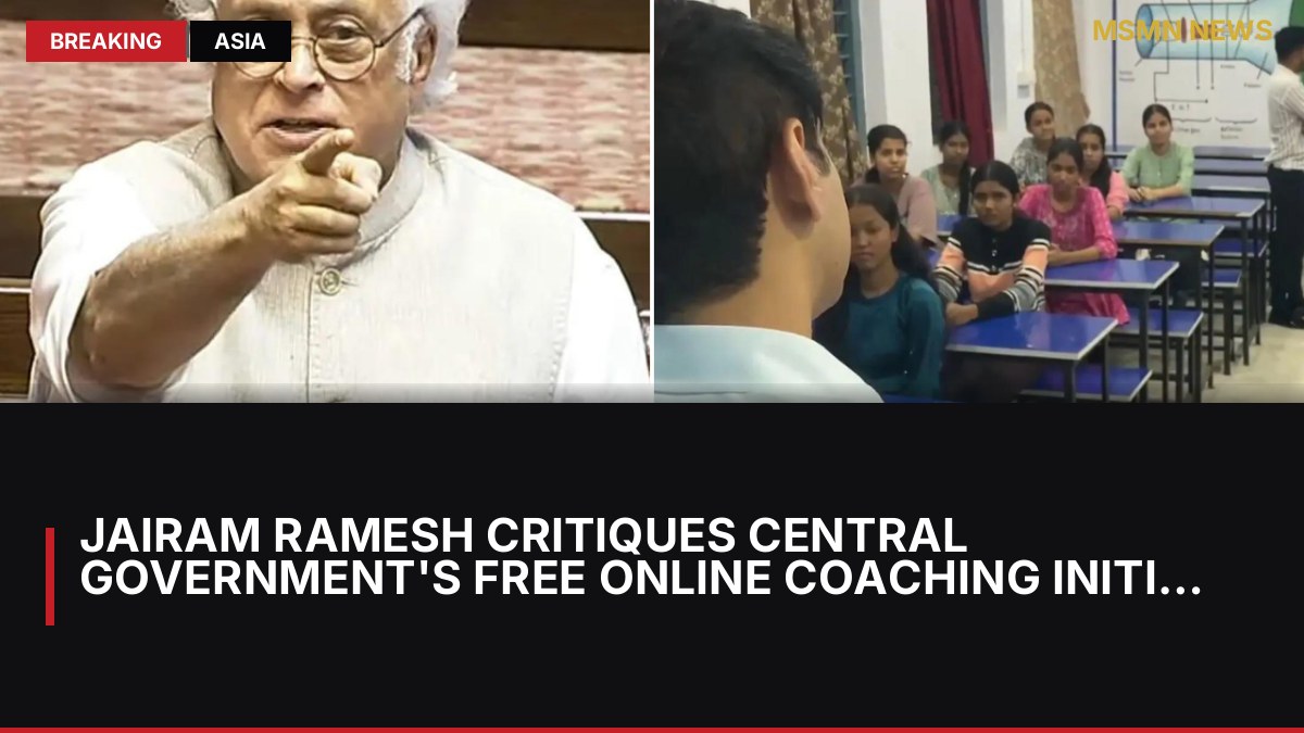 Jairam Ramesh Critiques Central Government's Free Online Coaching Initiative: MSMN News — image from Times of India