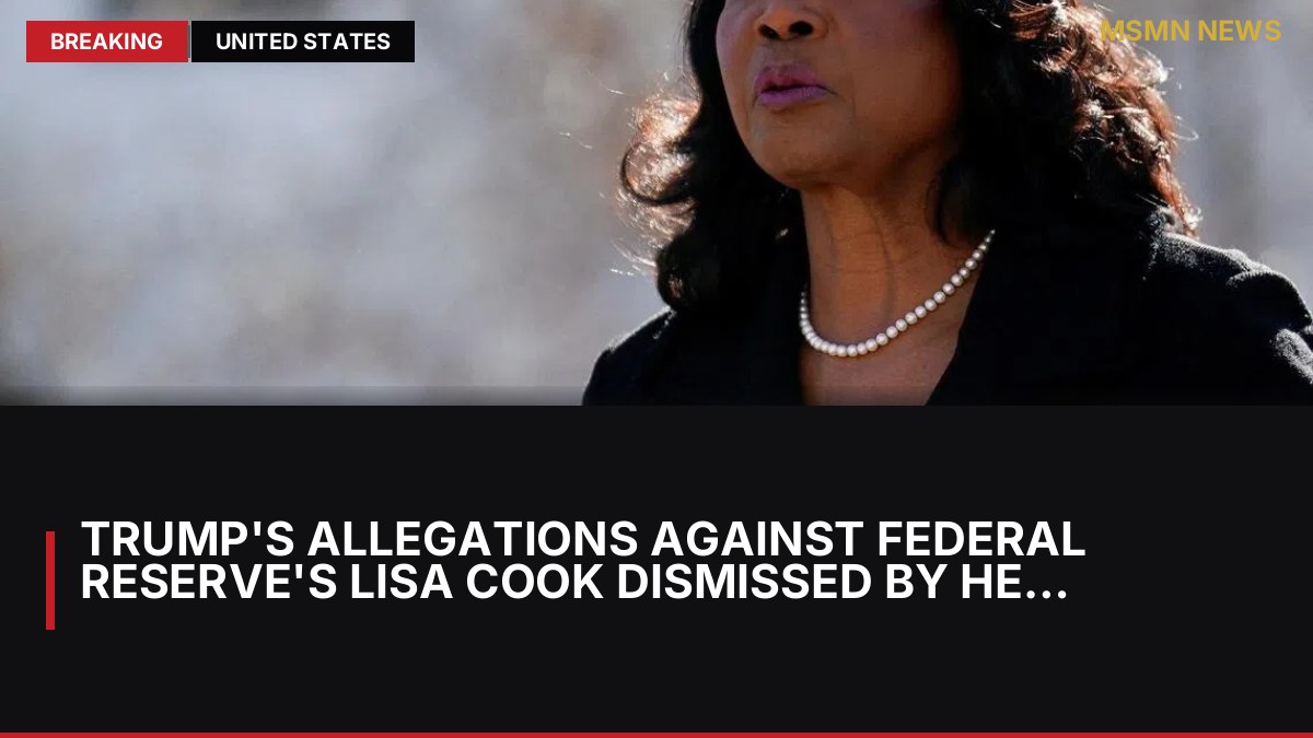 Trump's Allegations Against Federal Reserve's Lisa Cook Dismissed by Her Lawyer: MSMN News — image from Straits Times World